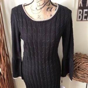 Calvin Klein black and gold sweater dress